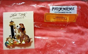 Kirks Folly "Pete the Pup by The Sea" Anstecknadel/Brosche & Pashmina Schal - Neu aus altem Lagerbestand - Bild 1 von 11
