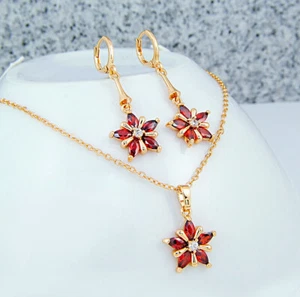 Damenanhänger Set vergoldete Gold 18K/ 750er beeindruckende Anhänger rote Granat - Bild 1 von 3