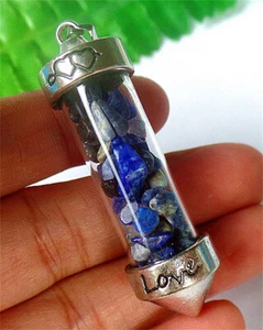 51x15mm Natural Lapis Lazuli Gravel Stone Column Bullet Pendant Bead BQ66179 - Picture 1 of 3