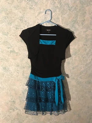 Girls Black and Turquoise w/sparkly dots Size 8 "Amy Byer" Very Flashy - Image 1 of 4
