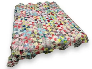 "Colcha de cometa hexagonal de colección cosida a mano saco de alimentación retazos 71x84"" rueda multicolor" - Imagen 1 de 15