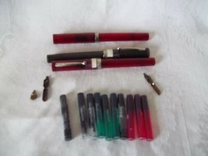 Vintage Sheaffer Füllfederhalter mit Tintenpatronen rot grün & schwarz Posten - Bild 1 von 4