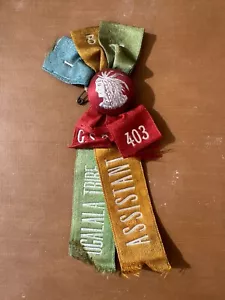 Spilla a nastro antica tribù nativi americani Ogalala del 1900 souvenir - Foto 1 di 5