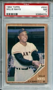 1962 Topps Baseball # 300 Willie Mays (NM) Near Mint PSA 7 - Picture 1 of 2