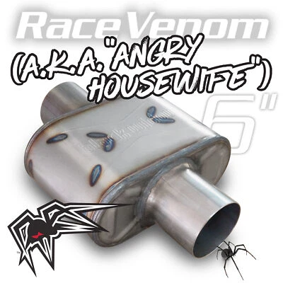 Black Widow Exhaust Muffler Race Venom Angry Housewife 3" In Out Center / Center - Image 1 of 4