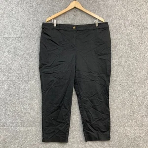 Jacqui E Pants Womens 18 Black Crop Straight Pockets Mid Rise Cotton 48913 - Picture 1 of 11