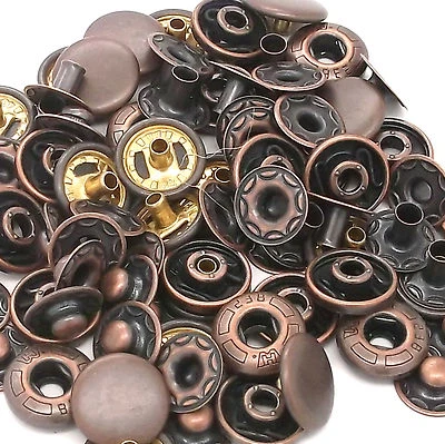 10 Pack Antique Copper 12 mm Spring Button Glove Snaps 1248-10 - Image 1 of 2