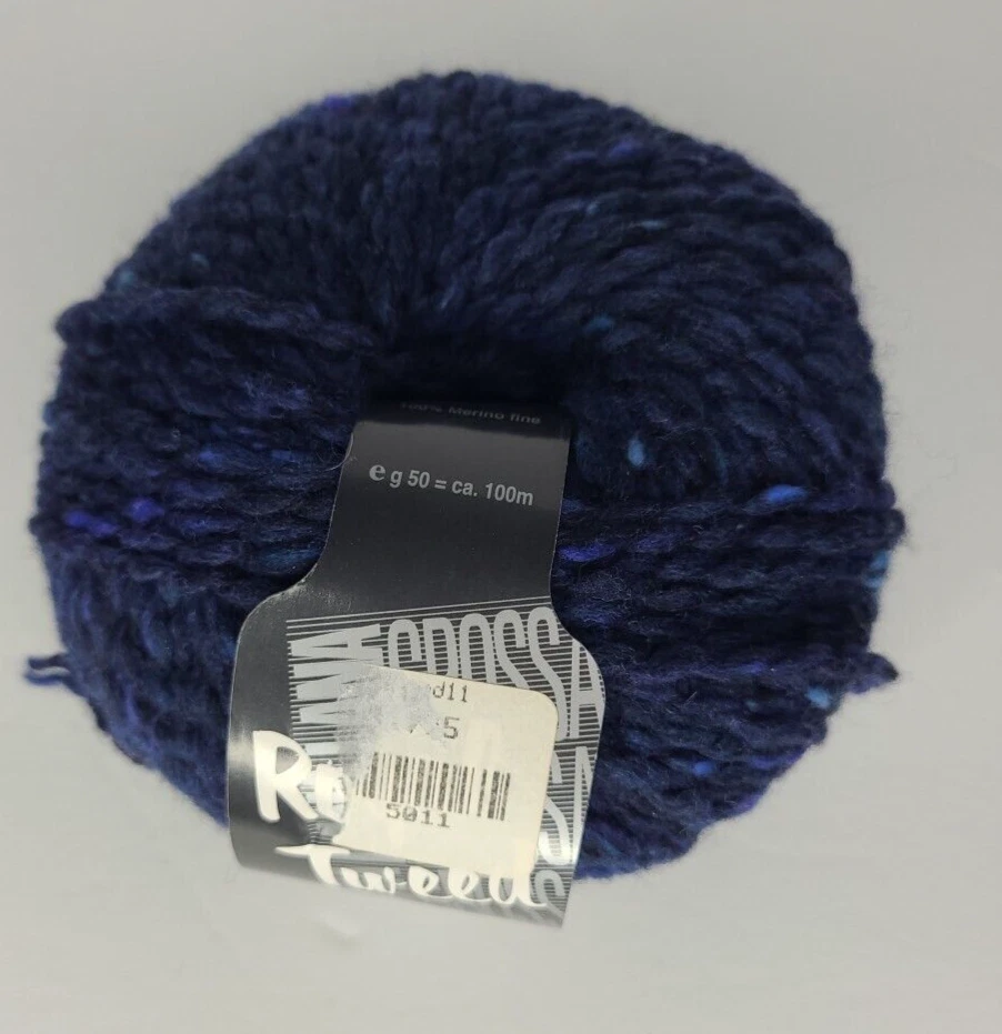 Lana Grossa Royal Tweed 100% Merino Yarn Navy  11 Mottled Dye Lot 9031 - Image 1 of 3