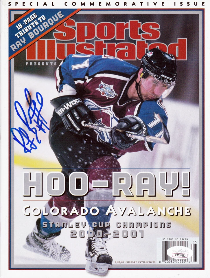 RAY BOURQUE AUTOGRAPHED COLORADO AVALANCHE COMMEMORATIVE SPORTS ILLUSTRATED  JSA - Image 1 of 1