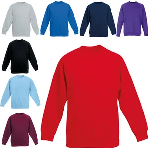 KIDS BOYS GIRLS CHILDRENS SCHOOL SWEATSHIRT JUMPER TOP FLEECE CREW NECK TOP - Picture 1 of 10