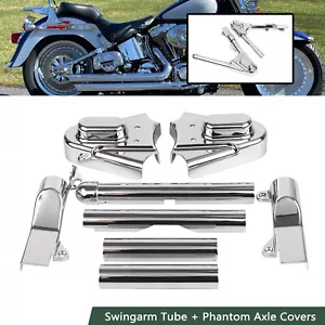 Tubo cromado basculante trasero + cubiertas de eje fantasma para Harley Heritage Softail FLSTC - Imagen 1 de 17