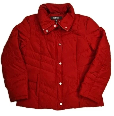 Chaqueta acolchada roja con cremallera completa acolchada KENNETH COLE REACTION L Down Puffer para mujer Foto 1 de 4