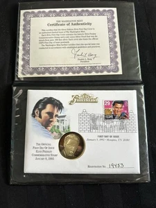 1993 Washington Mint Elvis Presley First Day Cover & 1 oz Silver Proof Medal - Picture 1 of 4
