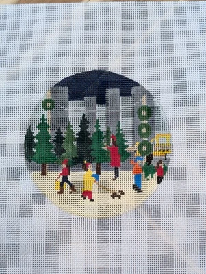 Stitch Style City Christmas Trees (SS096) w SG  Needlepoint Canvas - Image 1 of 2
