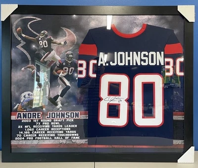 FRAMED HOUSTON TEXANS ANDRE JOHNSON AUTOGRAPHED SIGNED JERSEY JSA COA - Image 1 of 4