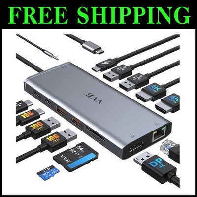 Adaptador de estación de acoplamiento USB C 14 en 1 para Dell/HP/Lenovo Foto 1 de 4