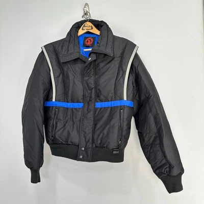 Vintage Mountain Goat Down Skiwear Jacket Mens M Puffer Coat Black retro - Image 1 of 4