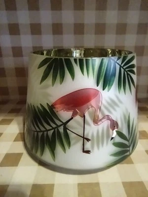 Tarro de velas Yankee sombra tropical PARADISE FLAMENCO esmerilado vibrante palmeras verdes Foto 1 de 4