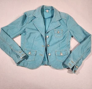 Aeropostale Pana Abotonada Chaqueta Abrigo Azul Agua Mujer Bolsillos Pequeños Y2K - Imagen 1 de 7