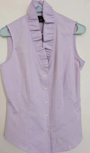 Brooks Brothers Damenbluse mit doppelter Rüschen V-Ausschnitt ärmellos Kinderbett lavendel Größe 8 - Bild 1 von 5