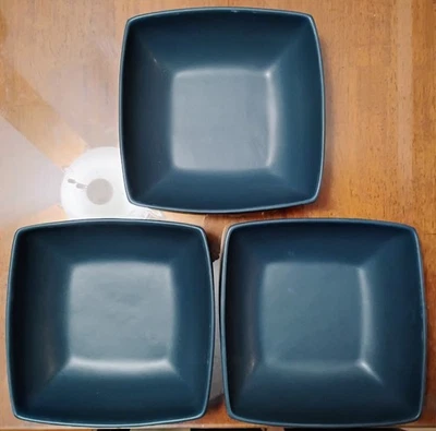 Set Of 3 Colorwave Blue Square Bowls 8". Great Condition! - Image 1 of 3