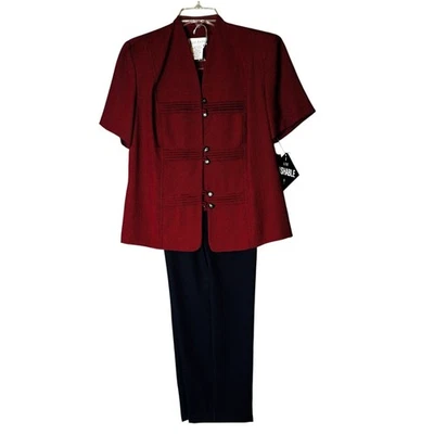 Miss Dorby бордовый два изделия брюки костюм комплект короткий рукав размер 14 карьера - Изображение 1 из 4