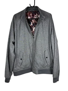 Next Wool Mix Grey Bomber Jacket Men's Sz XL Italian Fabric Zip Up Smart - Picture 1 of 7