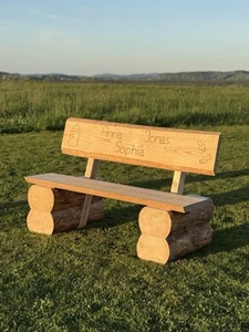 Rustikale Holzbank aus Lärche, individuell personalisierbar - Bild 1 von 5