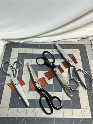 Lot Of 4 Pinking Shears Wiss Kleencut Griffon Cutlery Made In USA  Japan Tested - Image 1 of 4