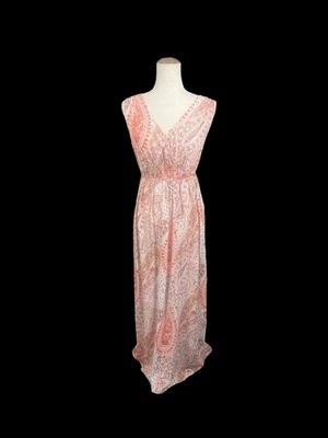 Old Navy Women’s Maternity Maxi Dress Size Small Floral Paisley Orange - Image 1 of 4