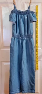 NWT NAUTICA Denim Chambray Jumpsuit Girls Sz L (12-14) Elastic Neckline & Waist - Picture 1 of 11