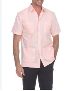 Panabrisa Corona Panama Guayabera classic button down pink large - Picture 1 of 12