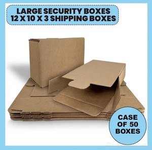 50 Pieces 10" x 3" x 12.5" Corrugated Security Mailer Shipping Box - Picture 1 of 11