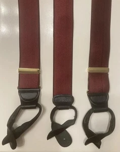 SuspenderStore Braces Button On Burgundy Stretch Satin 54” For 6’1” To 6’5” - Picture 1 of 6