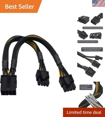 High-Quality 8 Pin PCIe Splitter Cable - 9 Inch GPU Power Adapter, Flexible Use - Image 1 of 4