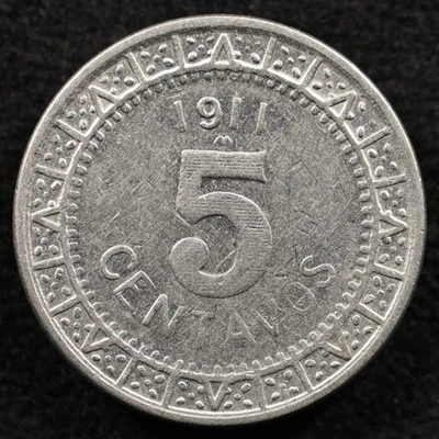 México 5 Centavos 1911, Moneda, Inv#H342 Foto 1 de 2