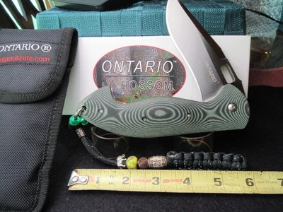 Ontario Hossom Retribution 1, Italy. Green Micarta. N690Co. 6" closed. Excellent - Image 1 of 4