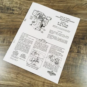 Briggs And Stratton Model 19 19-B Engine Operators Maintenance Manual Owner Bs & - Picture 1 of 3