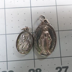 Christian Pendant St. Pio Marian Cross Miraculous Medal Vintage - Picture 1 of 2