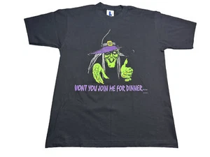Vintage New! Stadium Court Sz L T-shirt Halloween Witch Single Stitch Black - Picture 1 of 9