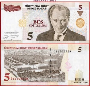 TURKEY 5 YENI TURCO LIRASI L 1970 2005 P 217 (1) UNC envío gratuito desde 100 USD - Imagen 1 de 5