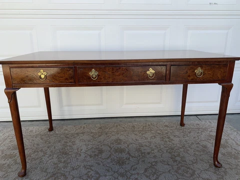 Baker Burl/Walnut Queen Anne Writing Desk Cover