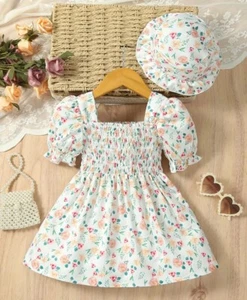 She Will Be Ready For Spring In This Little Girls Dress With Hat...12-18 Months - Picture 1 of 6