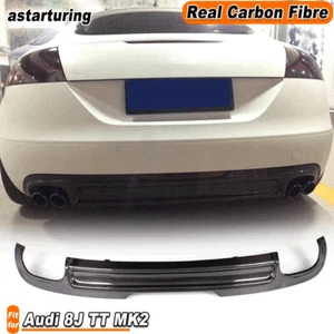 REAL Carbon Rear Diffuser Lip Quad Tips for Audi TT 8J MK2 Bumper Non-TTS Sline - Picture 1 of 8