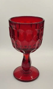 Fenton Ruby Red Thumbprint UV Glow Orange Glass Wine Water Chalice - Picture 1 of 8