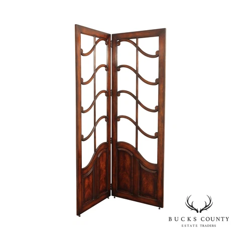 Mahogany and Glass Regency Style Two-Panel Folding Screen Room Divider Cover