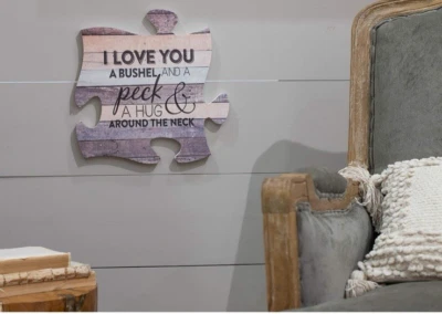 P. Graham Dunn I Love You A Bushel & A Peck Wood Look 12x12" Puzzle Wall Plaque - Image 1 of 4