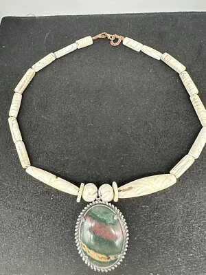 Conch Shell With Red Blood Jasper Necklace - Image 1 of 4