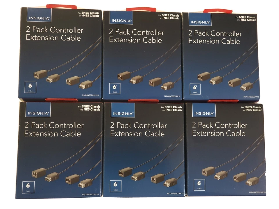 6 Insignia 2-Pack 6' Extension Cable for Nintendo NES SNES Classic Controllers - Image 1 of 1