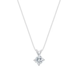 Collar de diamantes cultivados creado en laboratorio con cojín torneado de 1 quilate IGI F/VS 1 quilate de oro blanco de 14 K - Imagen 1 de 1